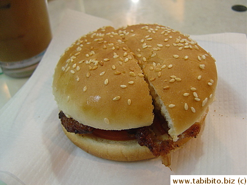 I had iced coffee and pork chop bun set HK$26/US$3.3